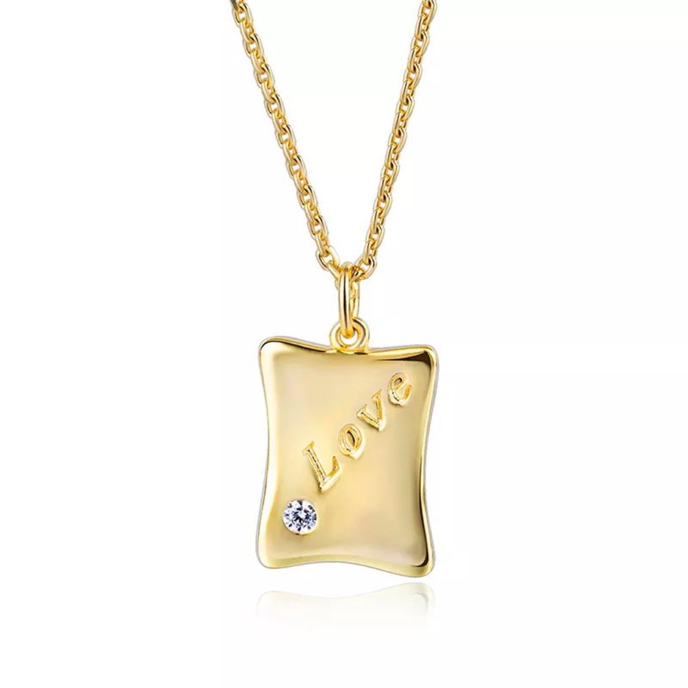 Love Necklace Crystal White Gold Necklace 14K Gold